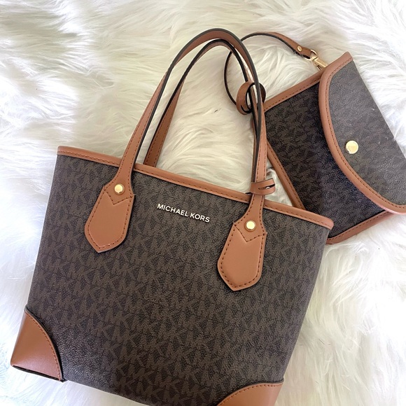 Michael Kors Tan and Brown Tote with Wallet